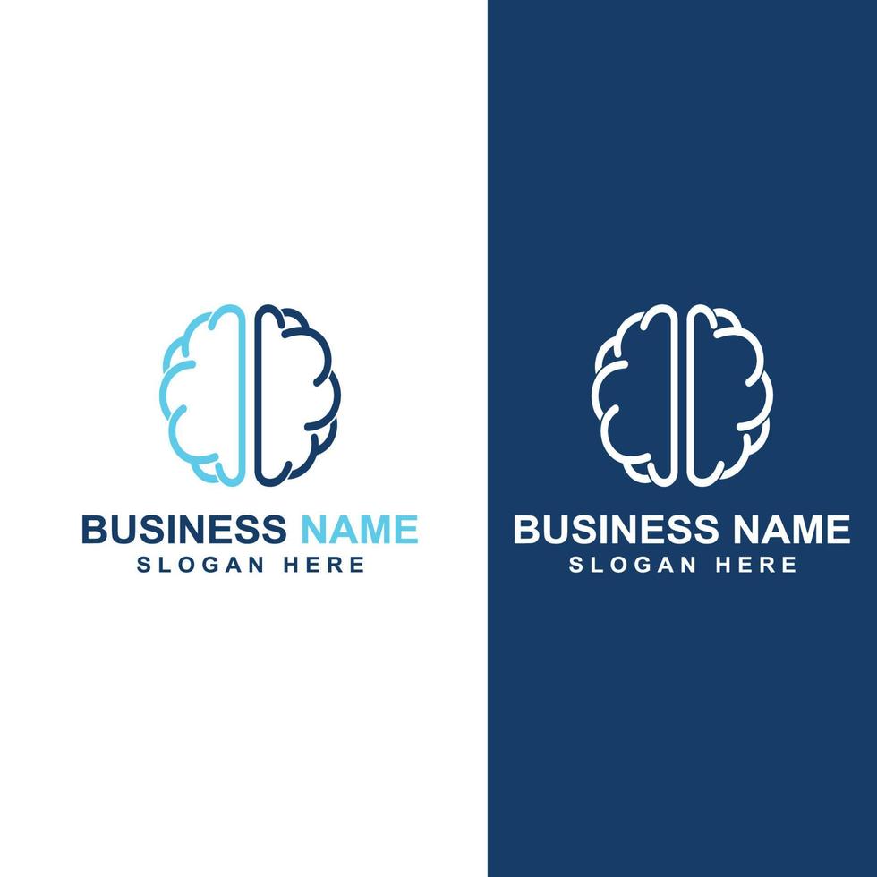 logotipo del cerebro. logotipo del cerebro con combinación de tecnología y células nerviosas de la parte del cerebro, con plantilla de ilustración vectorial de concepto de diseño. vector