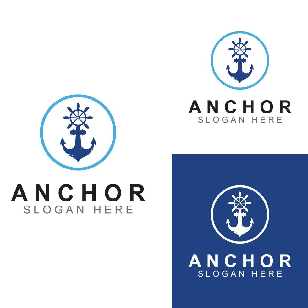 Logo and anchor symbol design vector illustration template.