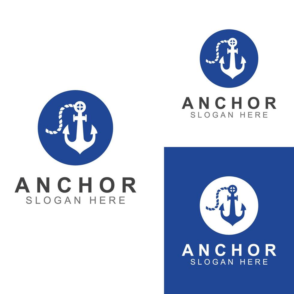 Logo and anchor symbol design vector illustration template.