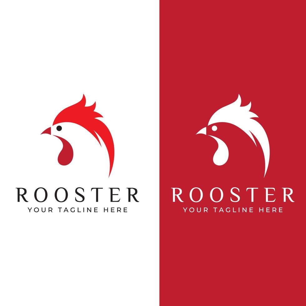Chicken logo, rooster head logo with fish combination. Logo for company business, restaurant or restaurant or food stall. Using penditan simple vector illustration.