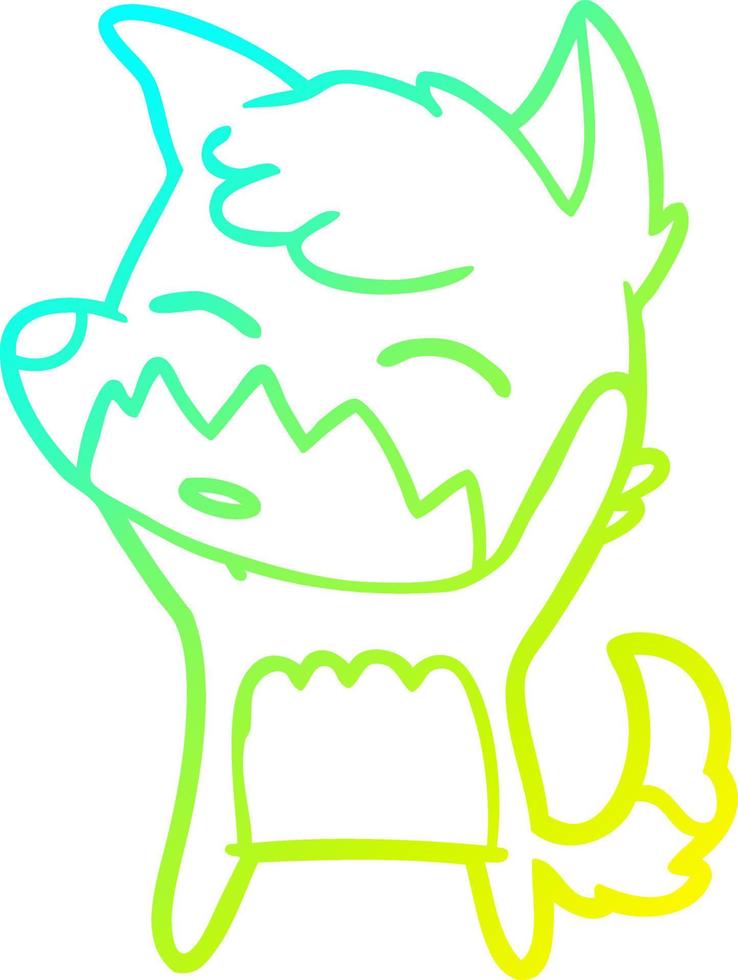 cold gradient line drawing cartoon fox vector
