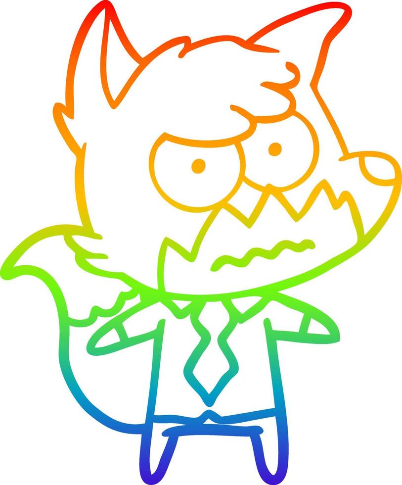 rainbow gradient line drawing cartoon annoyed fox vector