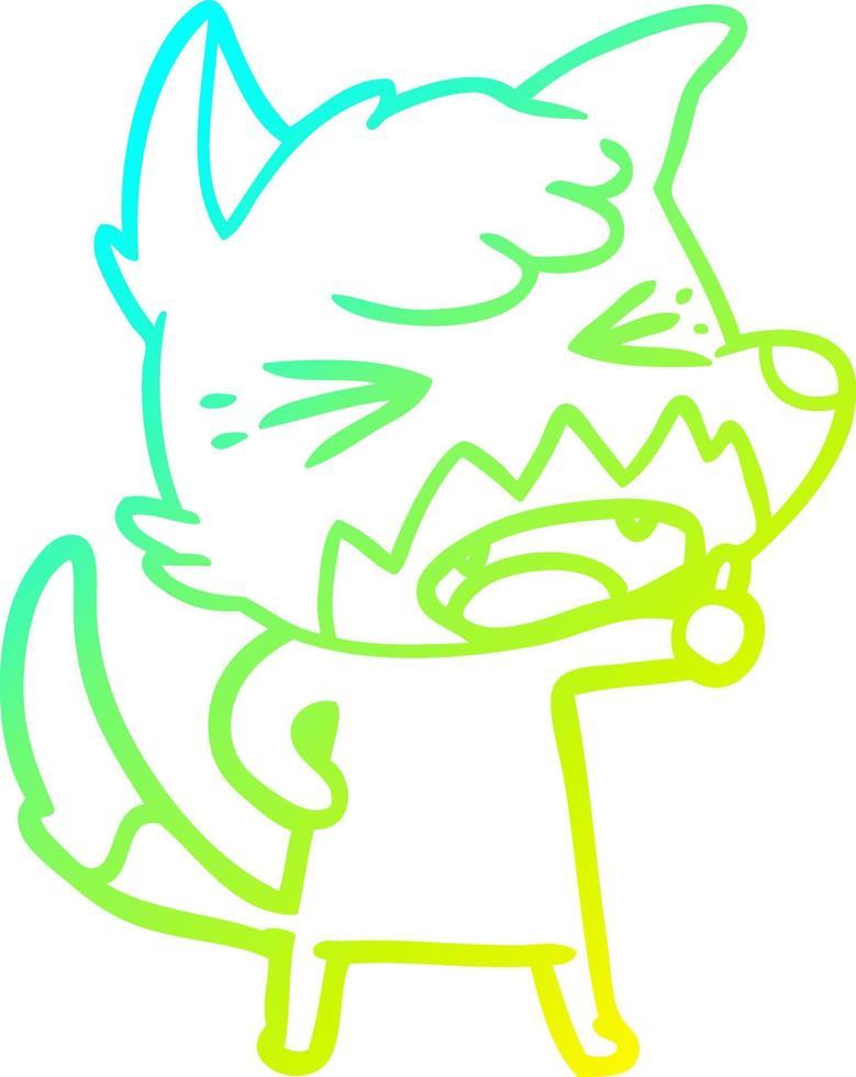 cold gradient line drawing angry cartoon fox vector