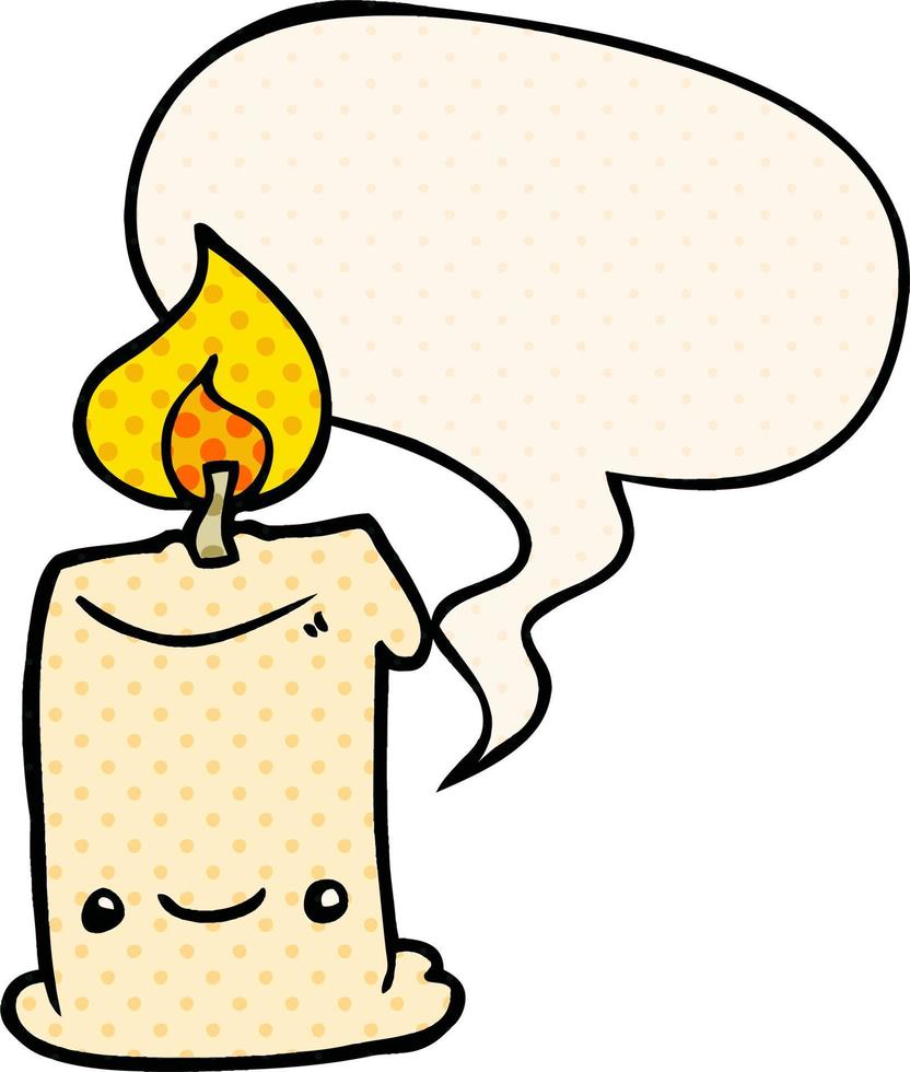 cartoon candle and speech bubble in comic book style vector