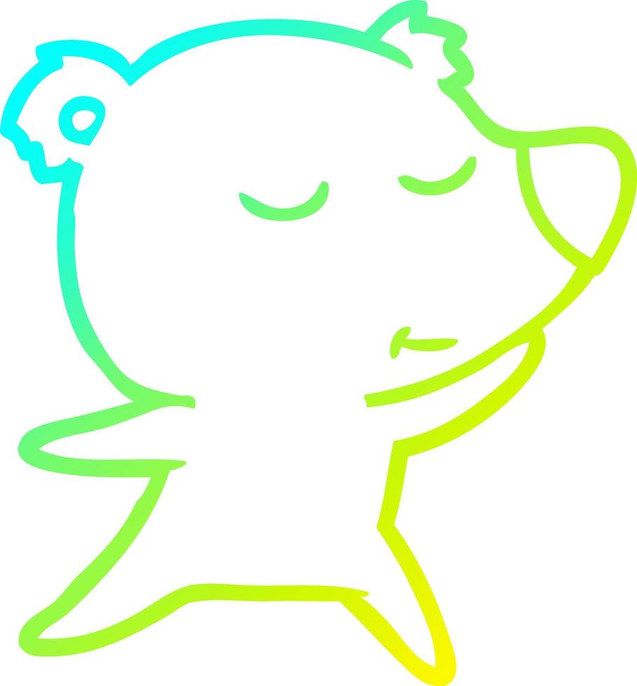 cold gradient line drawing happy cartoon polar bear dancing vector