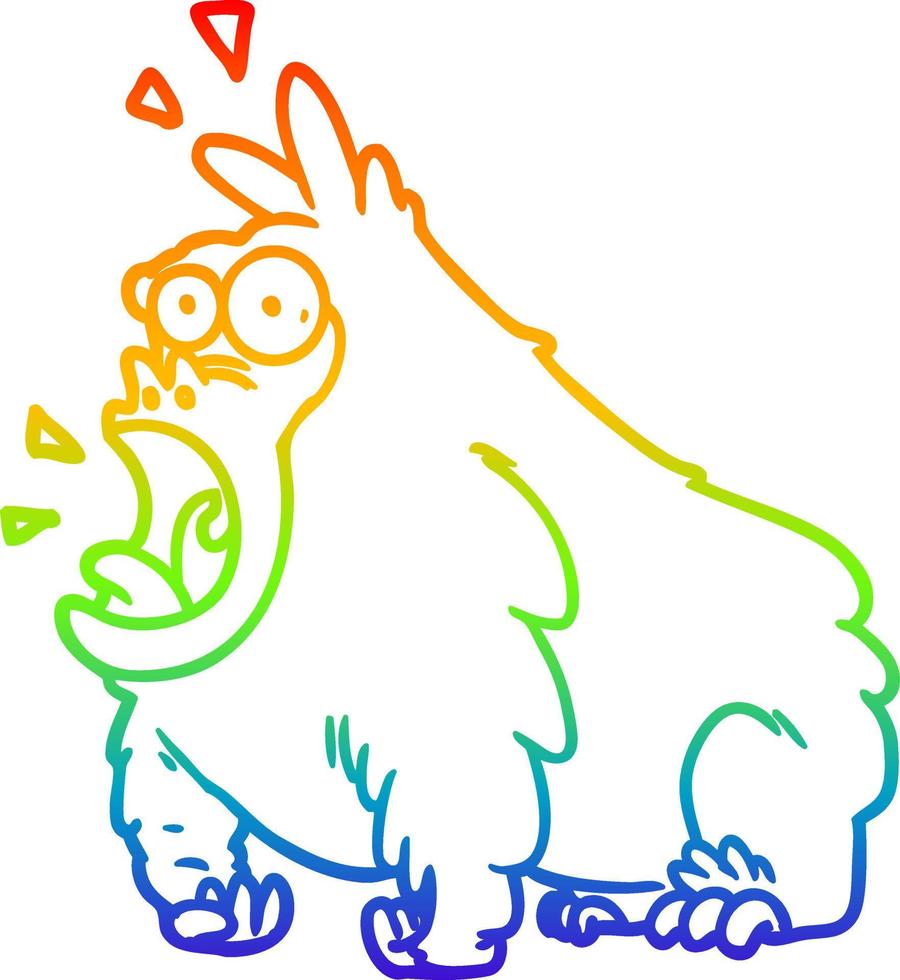 rainbow gradient line drawing cartoon shouting gorilla vector