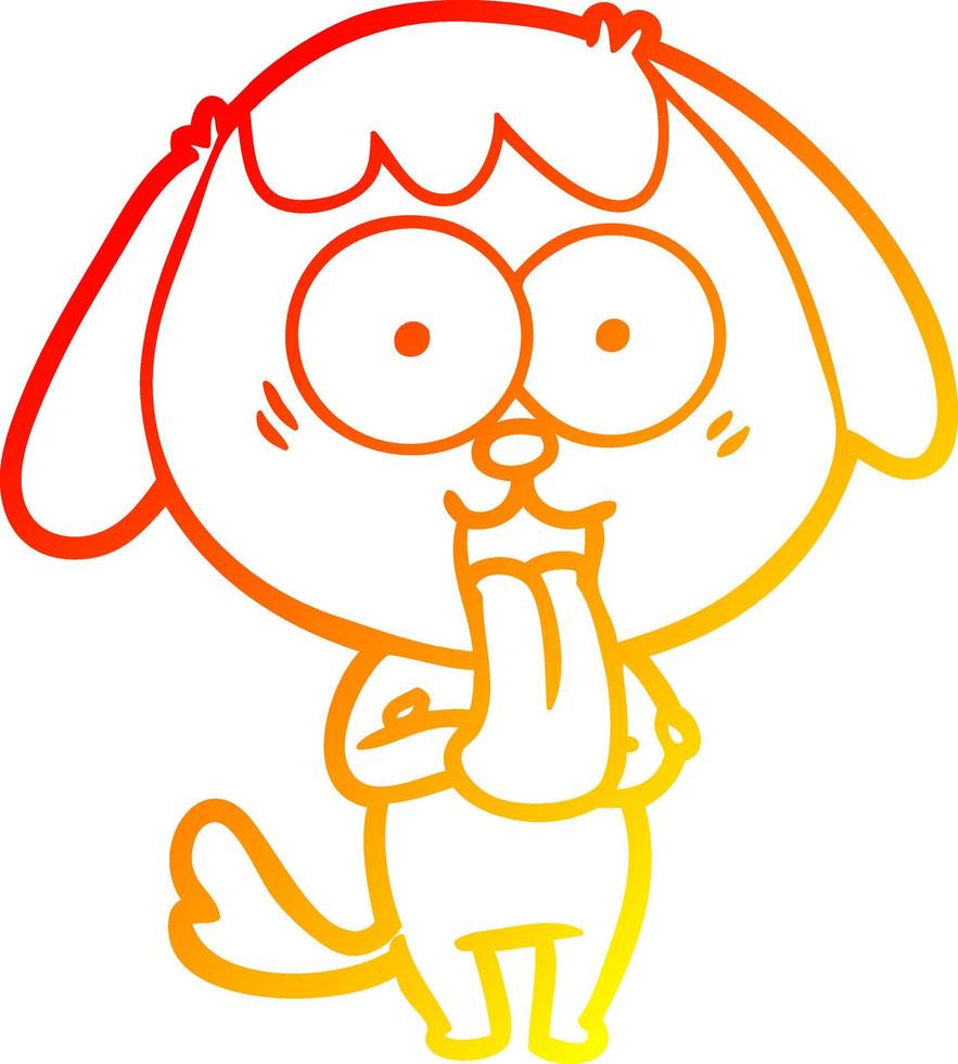 warm gradient line drawing cute cartoon dog vector