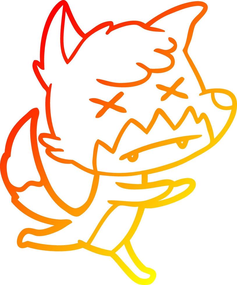 warm gradient line drawing cartoon dead fox vector