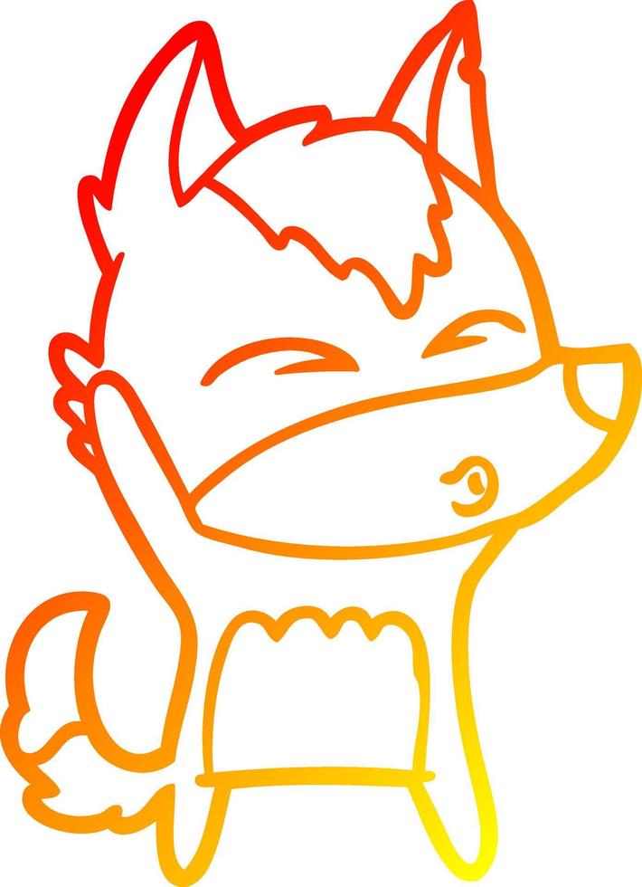 warm gradient line drawing cartoon wolf whistling vector