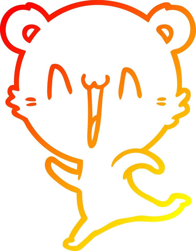 warm gradient line drawing happy bear running cartoon vector