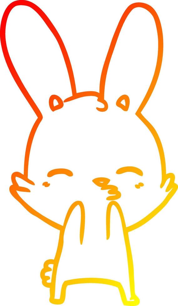 warm gradient line drawing curious bunny cartoon vector