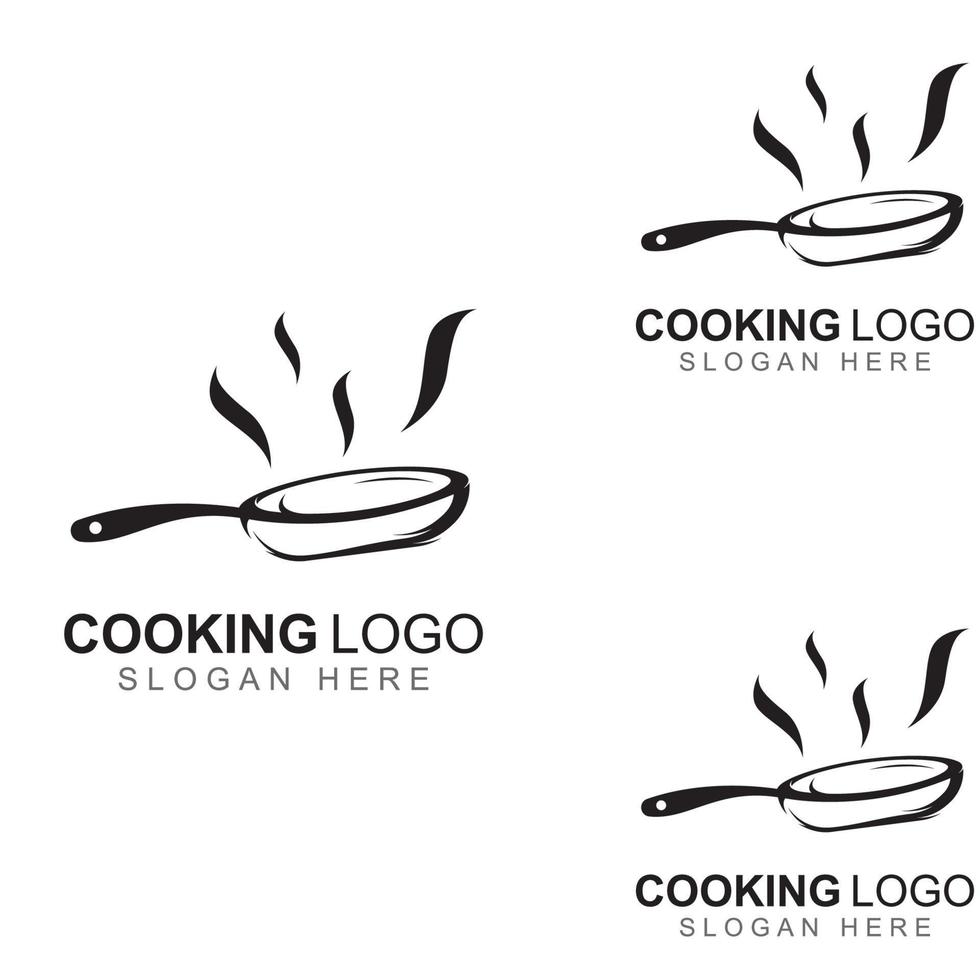 logotipos para utensilios de cocina, ollas, espátulas y cucharas de cocina. utilizando un concepto de diseño de plantilla de ilustración vectorial. vector