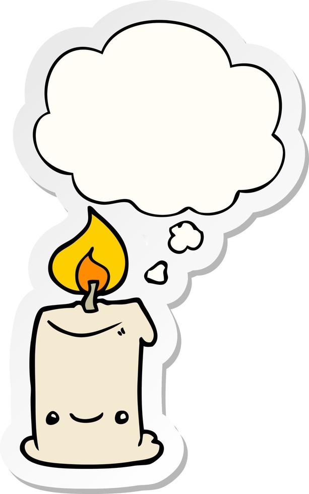 cartoon candle and thought bubble as a printed sticker vector