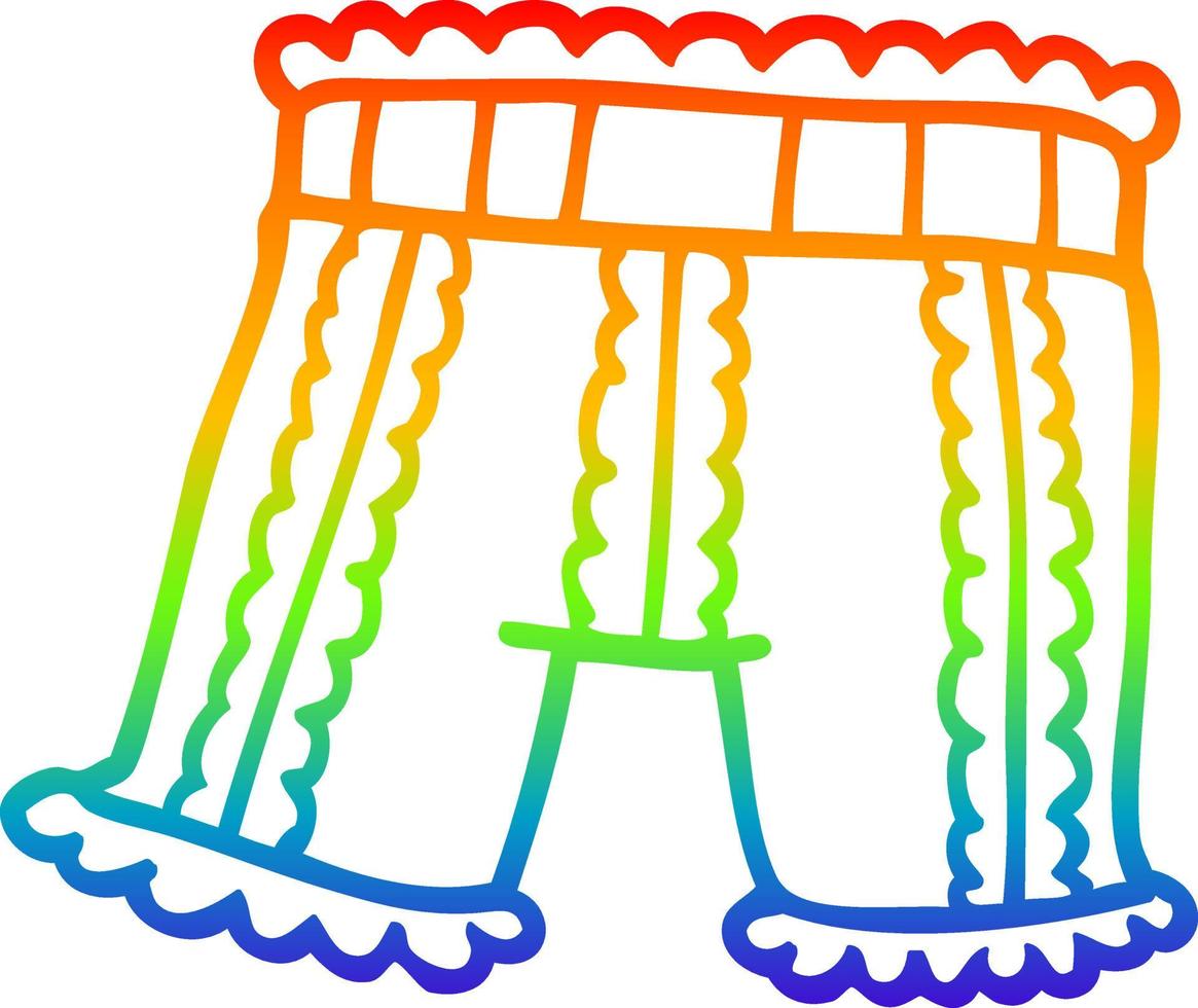 rainbow gradient line drawing cartoon underwear vector