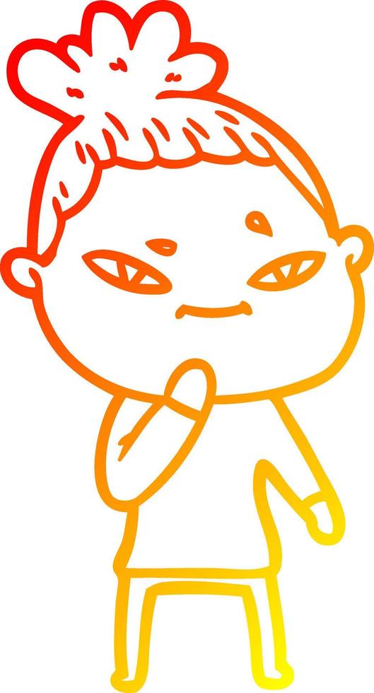 warm gradient line drawing cartoon woman vector