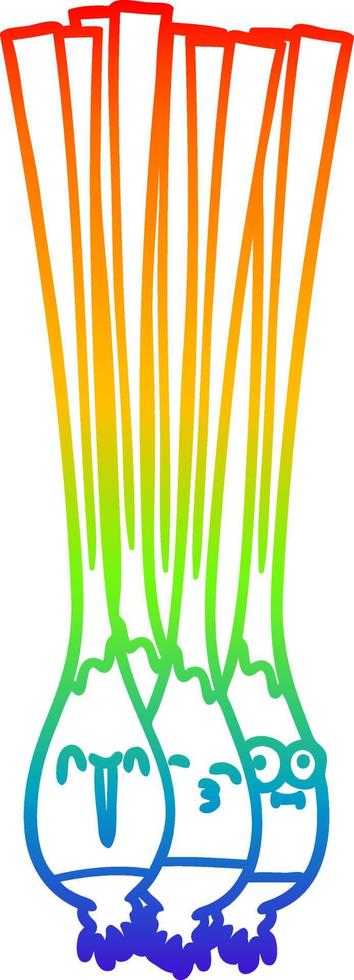rainbow gradient line drawing spring onions vector