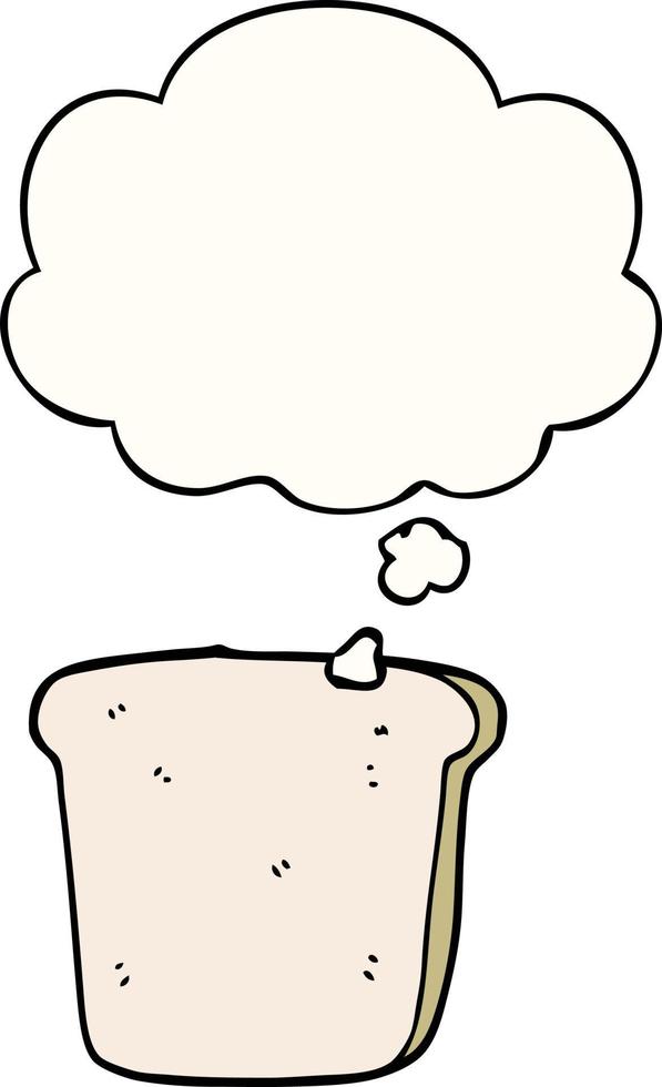 caricatura, rebanada de pan, y, burbuja del pensamiento vector