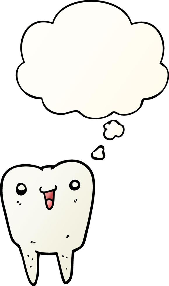 cartoon tooth and thought bubble in smooth gradient style vector