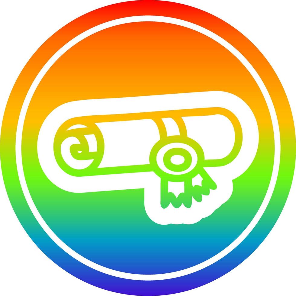 certificado de diploma en el espectro del arco iris vector