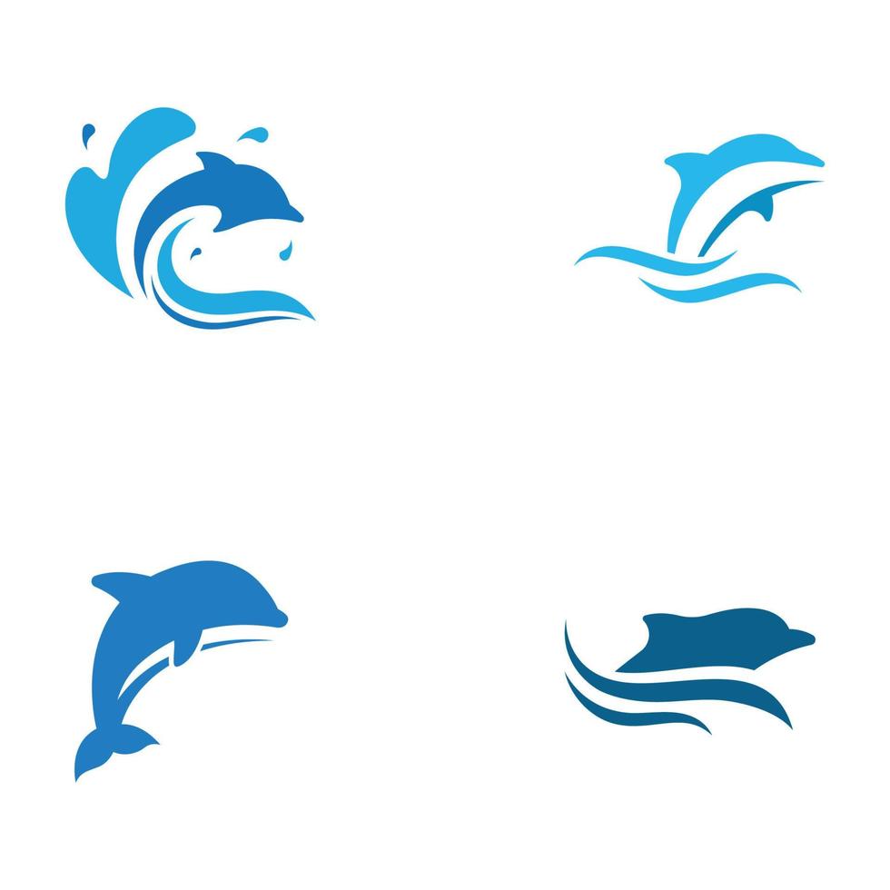 Dolphin logo. Dolphin jumping on the waves of sea or beach. With vector illustration editing.