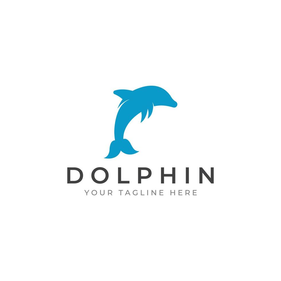 Dolphin logo. Dolphin jumping on the waves of sea or beach. With vector illustration editing.