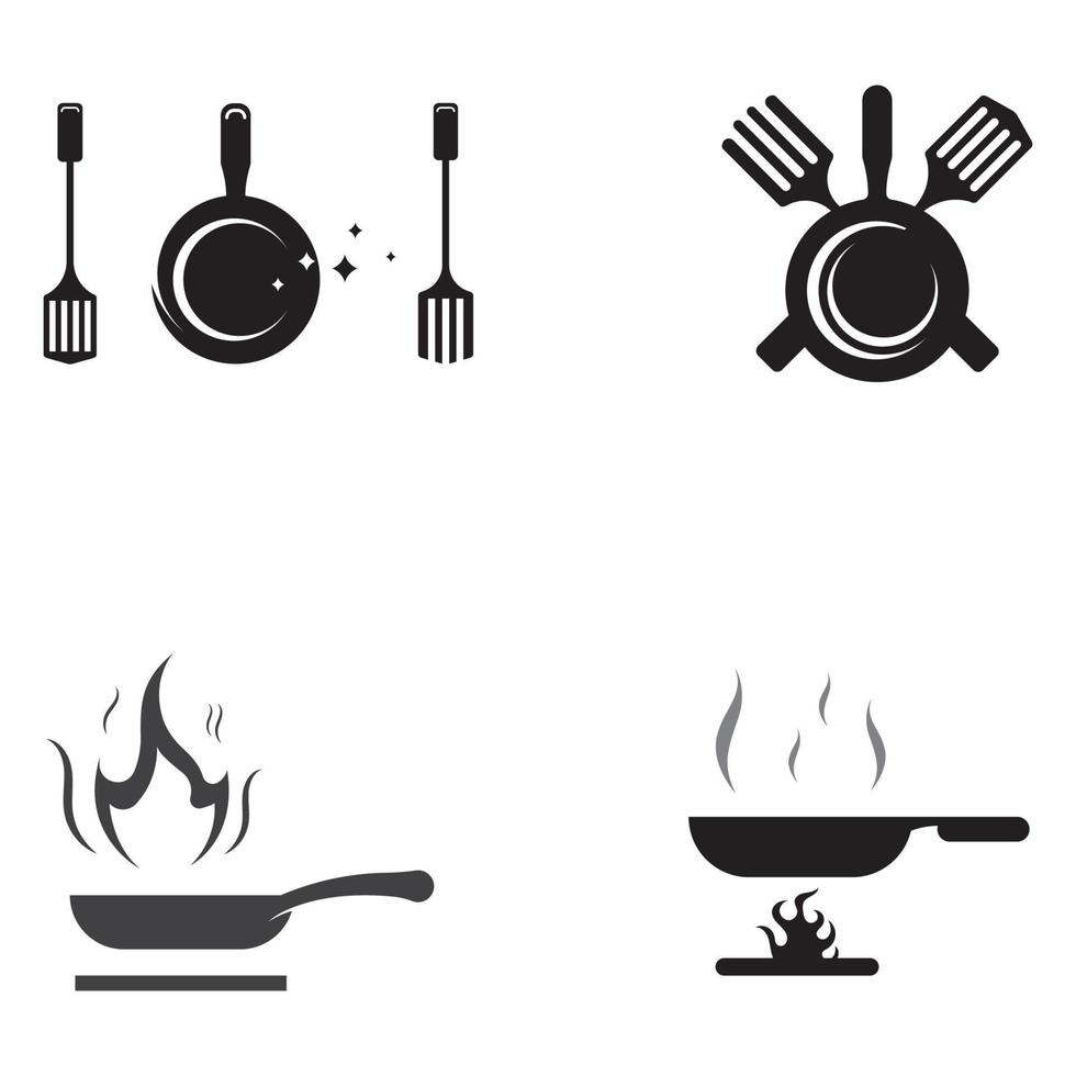 Logos for cooking utensils, cooking pots, spatulas and cooking spoons. Using a vector illustration template design concept.