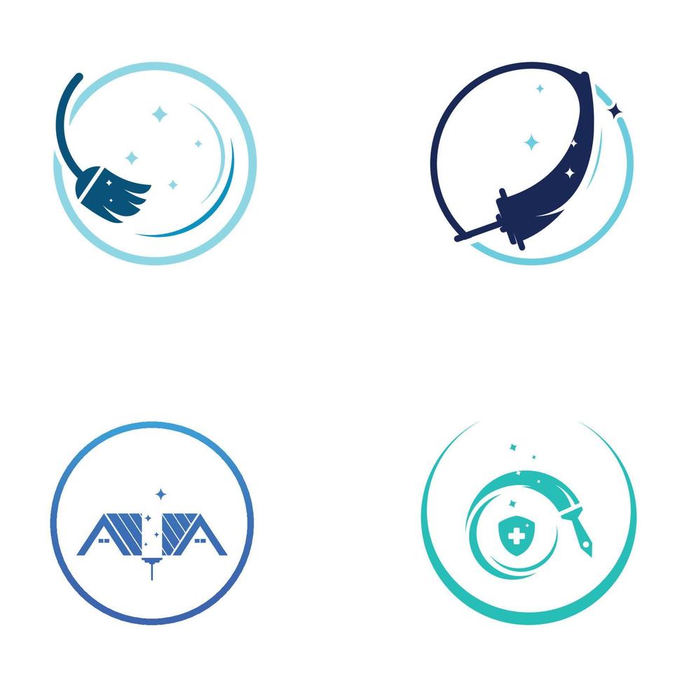 Cleaning logo, cleaning protection logo and house cleaning logo.With a template illustration vector design concept.