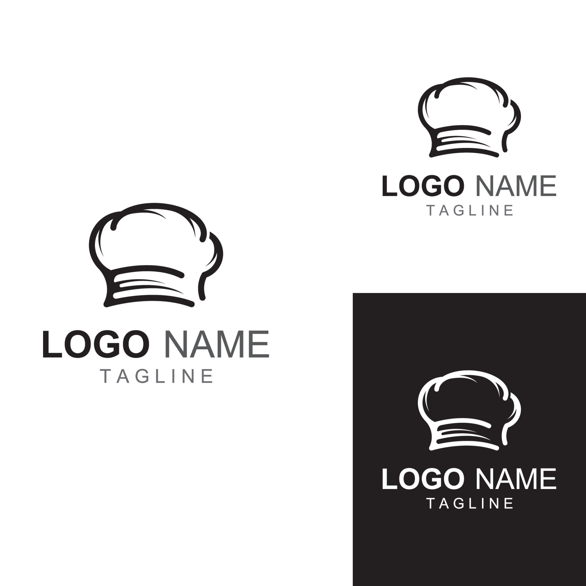 Chef hat logo for restaurant, cafe and online food delivery. Logo with