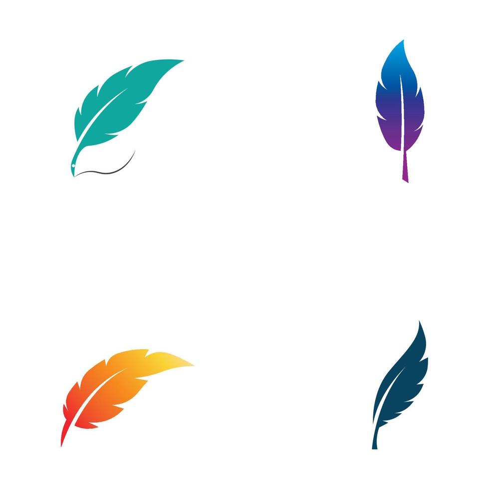 feather pen write sign logo template app icons vector