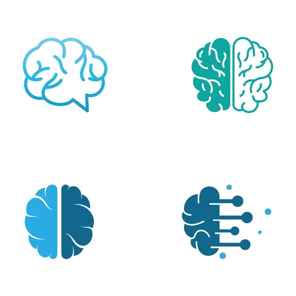 logotipo del cerebro. logotipo del cerebro con combinación de tecnología y células nerviosas de la parte del cerebro, con plantilla de ilustración vectorial de concepto de diseño. vector