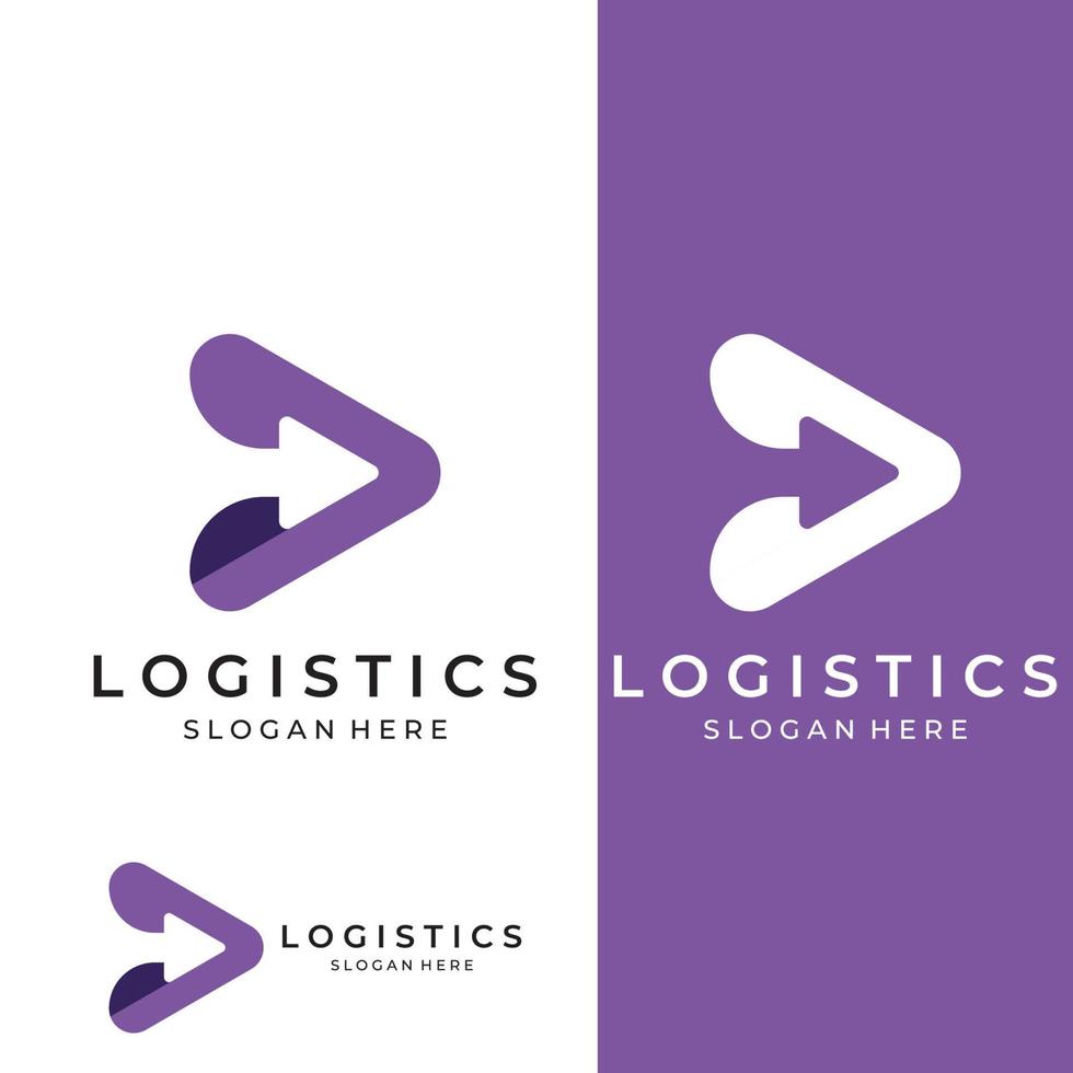 logotipo vectorial de la empresa de logística, logotipo de icono de flecha, logotipo de entrega digital rápida. utilizando la edición de vectores de logotipo simple y fácil.