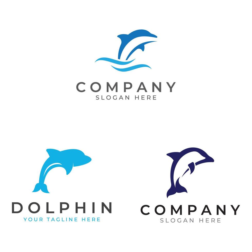 logotipo de delfín. delfines saltando sobre las olas del mar o la playa. con edición de ilustraciones vectoriales. vector