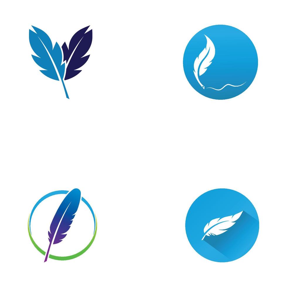 feather pen write sign logo template app icons vector