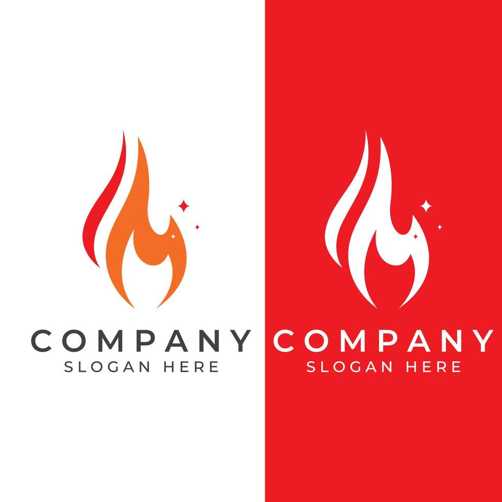 logotipo de fuego o llama, logotipo de bola de fuego y brasas. utilizando un concepto de diseño de plantilla de ilustración vectorial. vector