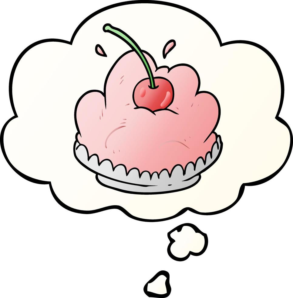 cartoon dessert and thought bubble in smooth gradient style vector