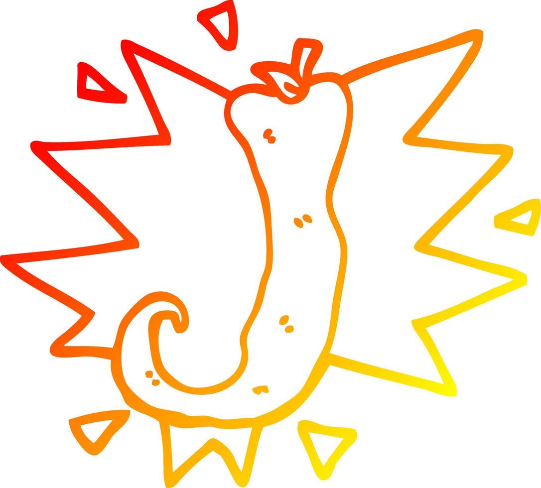 warm gradient line drawing cartoon red hot chili vector