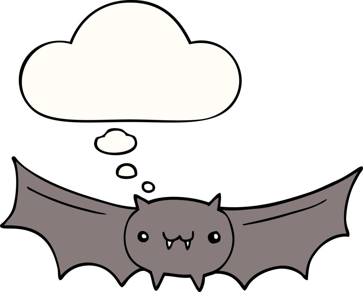 cartoon vampire bat and thought bubble vector