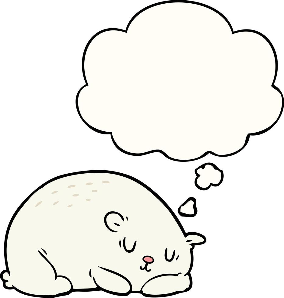 cartoon polar bear and thought bubble vector