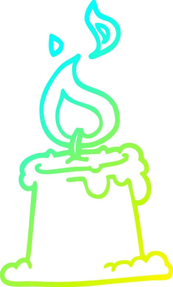cold gradient line drawing cartoon candle burning vector