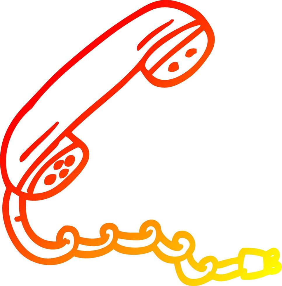 warm gradient line drawing cartoon telephone handset vector