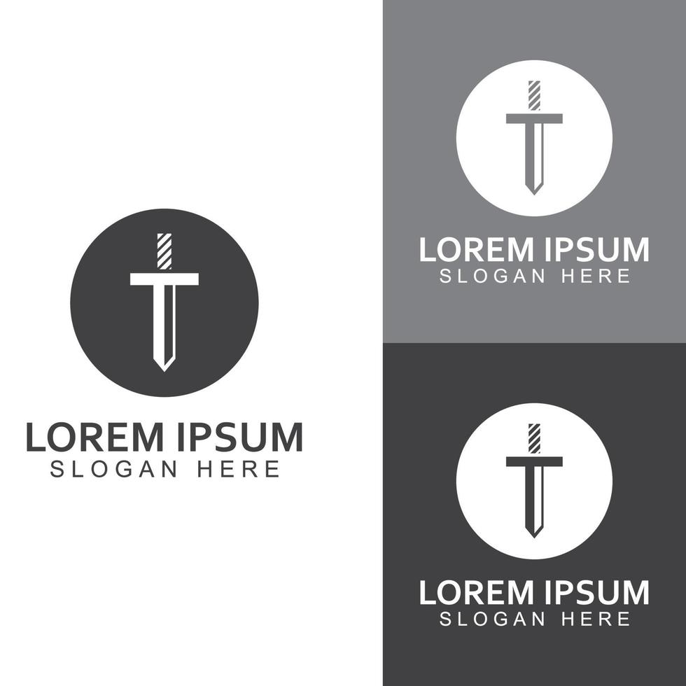 Sword, shield and king's sword logo. Logo design vector illustration template.