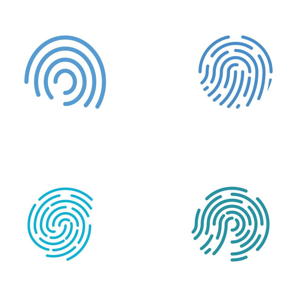 logotipo de huellas dactilares, logotipo de escaneo de huellas dactilares para la identidad de la tarjeta de visita. Plantillas e iconos de ilustración vectorial de diseño de logotipo. vector