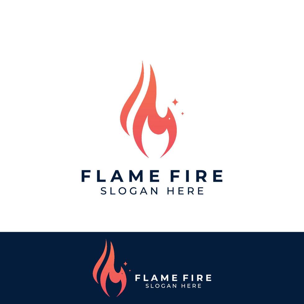 logotipo de fuego o llama, logotipo de bola de fuego y brasas. utilizando un concepto de diseño de plantilla de ilustración vectorial. vector