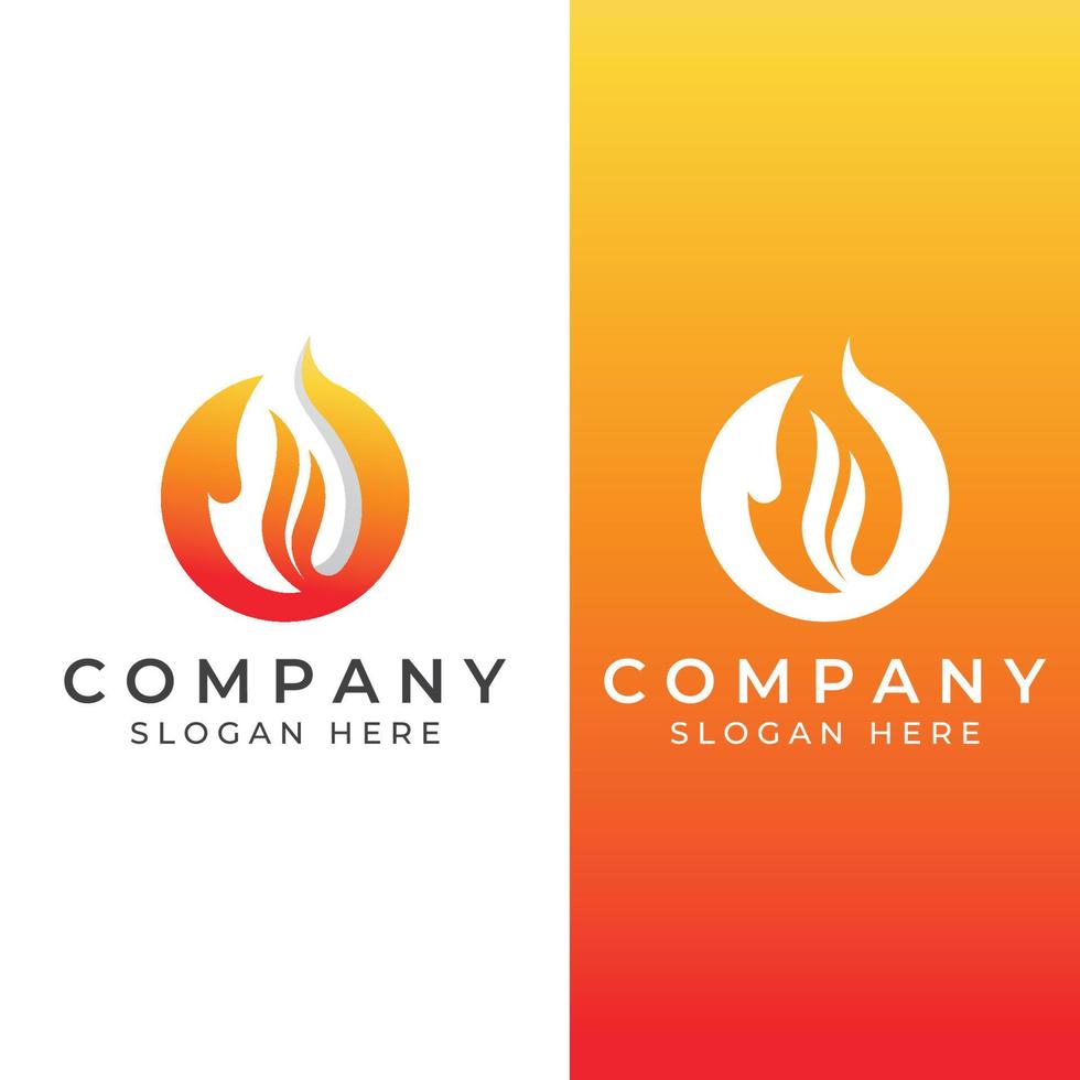 logotipo de fuego o llama, logotipo de bola de fuego y brasas. utilizando un concepto de diseño de plantilla de ilustración vectorial. vector