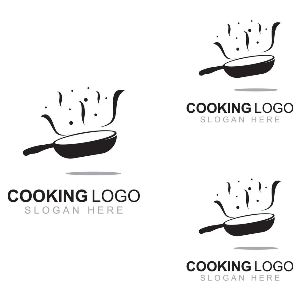 logotipos para utensilios de cocina, ollas, espátulas y cucharas de cocina. utilizando un concepto de diseño de plantilla de ilustración vectorial. vector