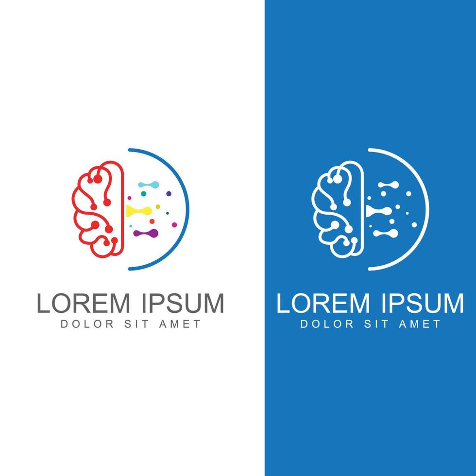 Brain logo. Brain logo with combination of technology and brain part nerve cells, with design concept vector illustration template.