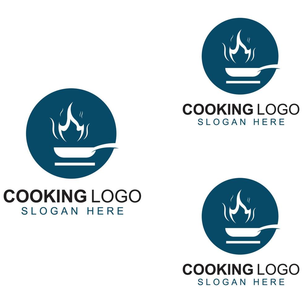 logotipos para utensilios de cocina, ollas, espátulas y cucharas de cocina. utilizando un concepto de diseño de plantilla de ilustración vectorial. vector