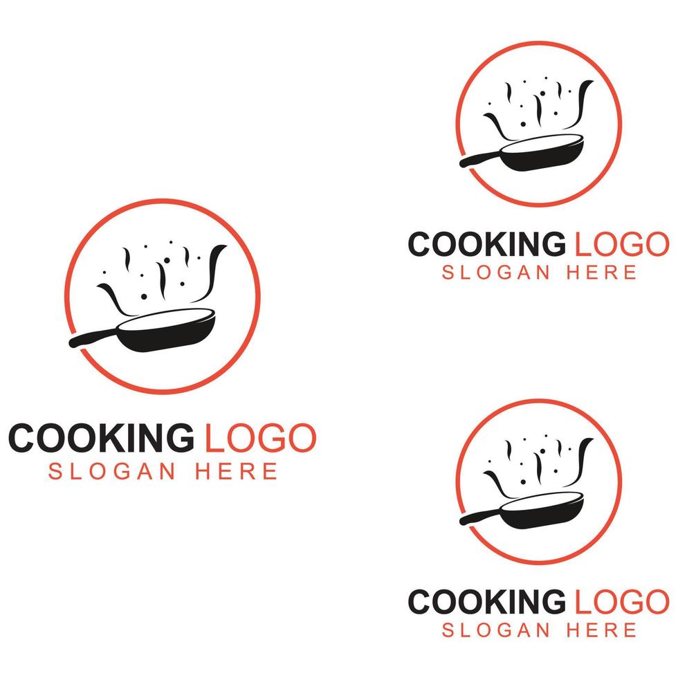 logotipos para utensilios de cocina, ollas, espátulas y cucharas de cocina. utilizando un concepto de diseño de plantilla de ilustración vectorial. vector