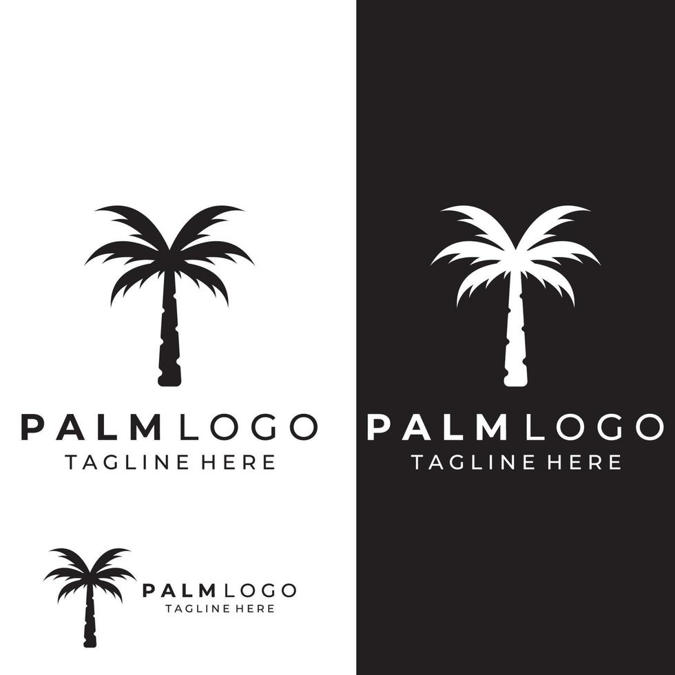 Palm tree logo, palm with waves and sun. Using Illustrator template design editing. vector