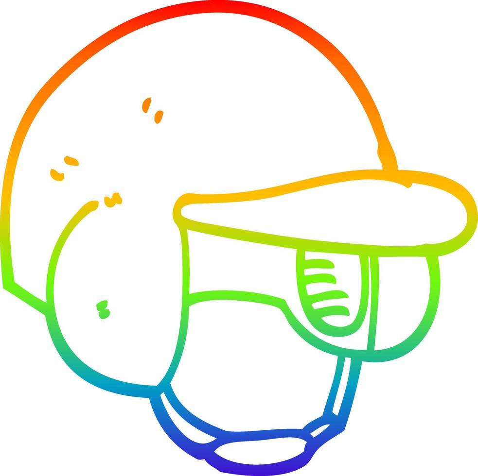 rainbow gradient line drawing cartoon baseball helmet vector